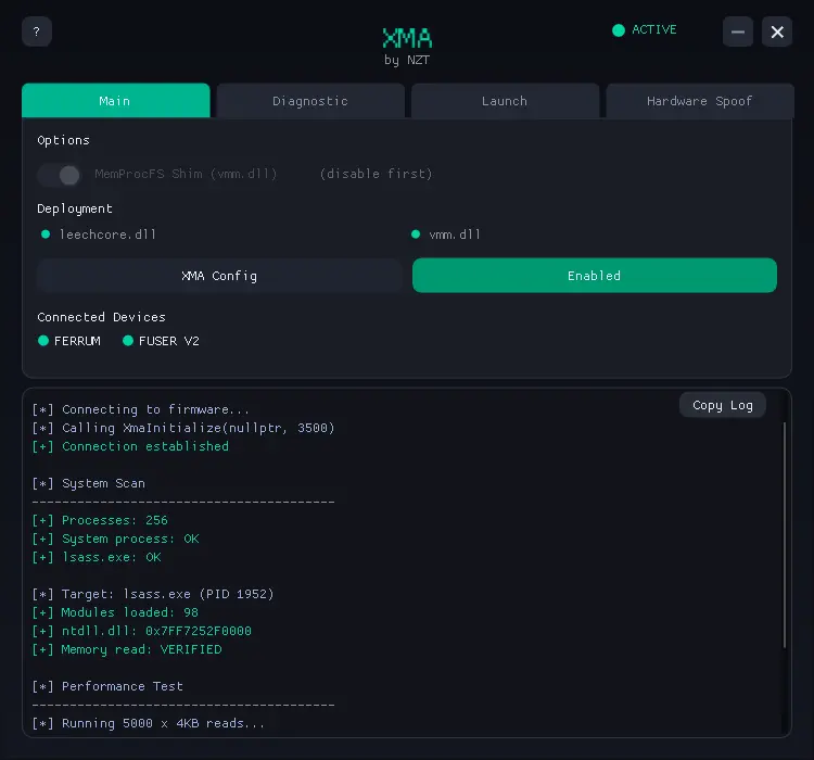 XMA software running on second PC — same interface as traditional DMA